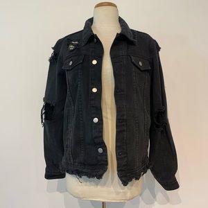 UNIF Following Black Denim Distressed Jacket